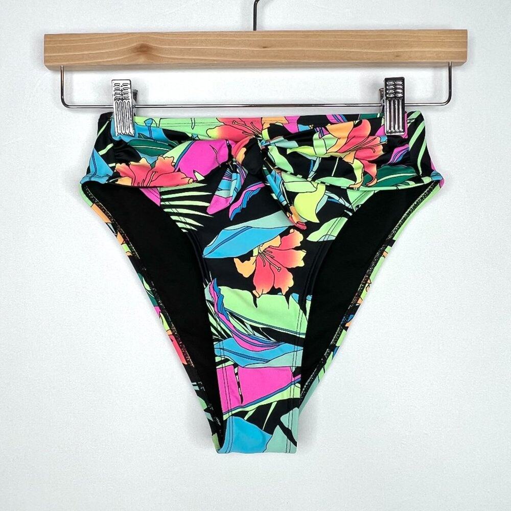Xhilaration Bright Tropical Print High Waisted Bikini Bottoms XS